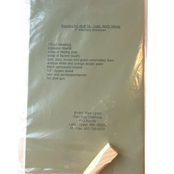 Rag Bag Creations RBC55 Pattern Cold North Winds 9" Doll Uncut Craft Folk Art - Picture 4 of 6